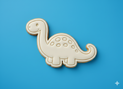 Brontosaurus Dinosaur Cookie Cutter & Embosser – Cute Long Neck Jurassic Biscuit Stamp