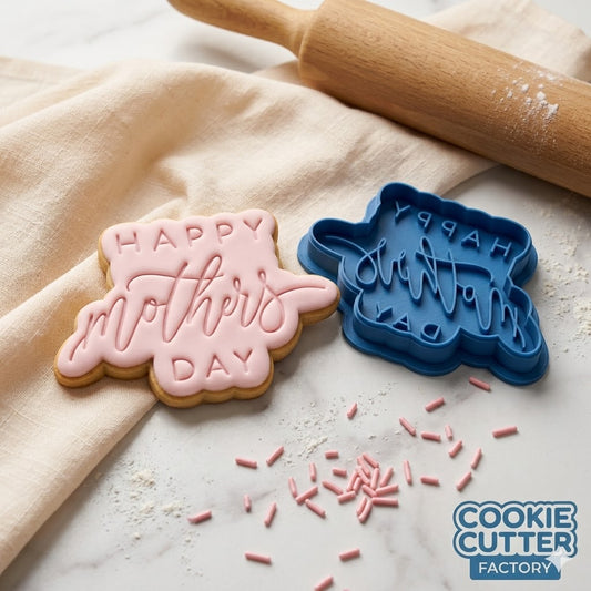 Happy Mother's Day Script Mother's Day Cookie Cutter and Embosser Set