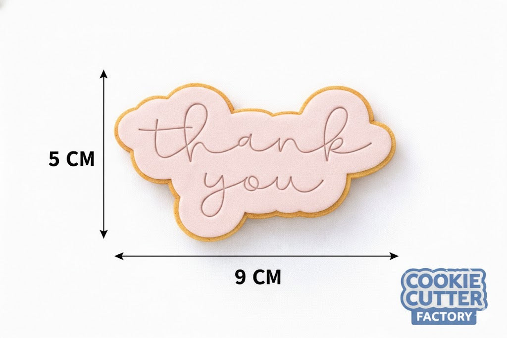 Thank You Script Cloud Cookie Cutter and Embosser Set – Elegant Appreciation Baking Tool