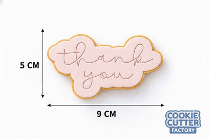 Thank You Script Cloud Cookie Cutter and Embosser Set – Elegant Appreciation Baking Tool