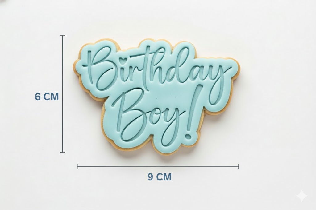 Birthday Boy Script Cookie Cutter and Embosser Set – Kids Birthday Baking Stamp