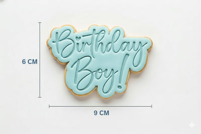 Birthday Boy Script Cookie Cutter and Embosser Set – Kids Birthday Baking Stamp