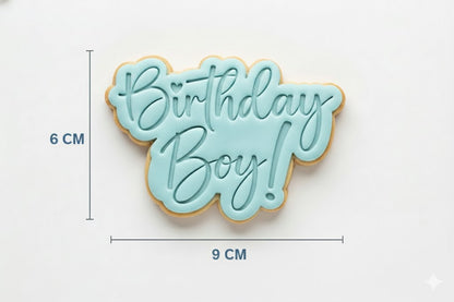 Birthday Boy Script Cookie Cutter and Embosser Set – Kids Birthday Baking Stamp