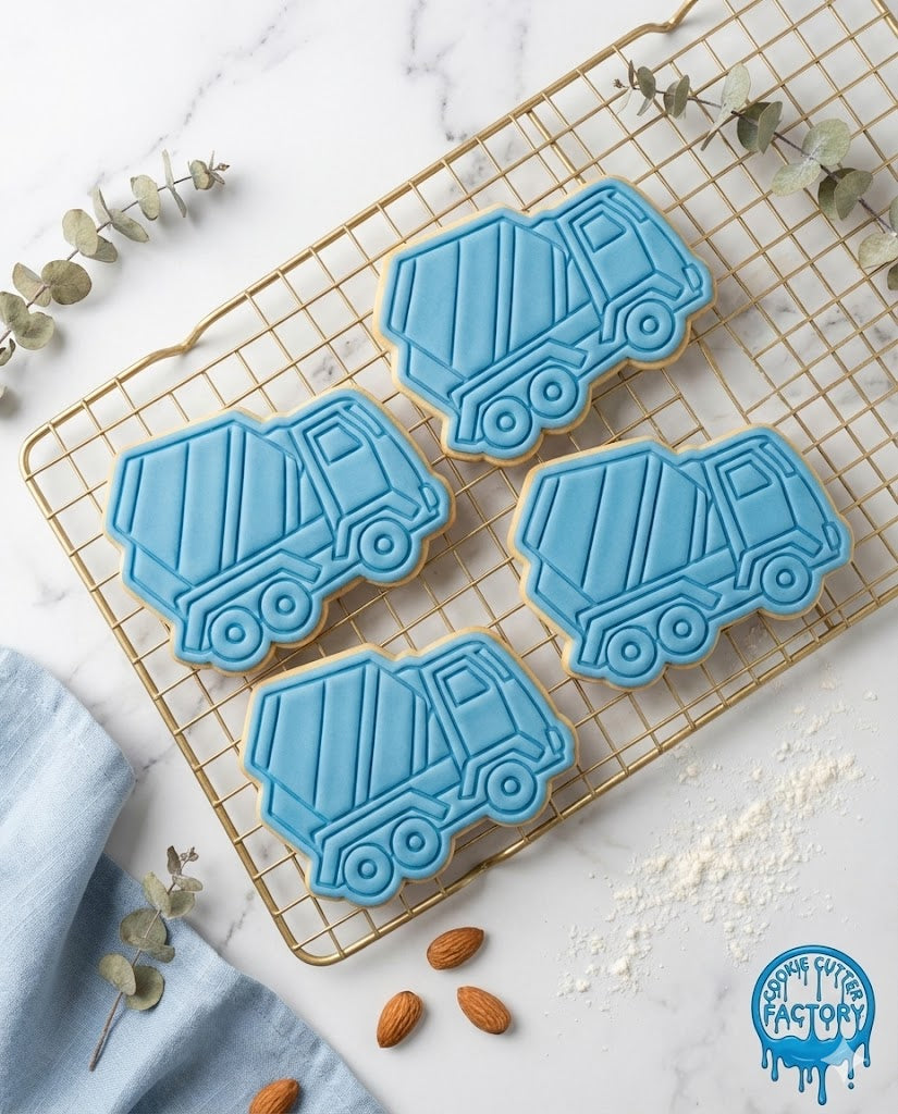 Concrete Mixer Truck Cookie Cutter and Embosser Stamp | Construction Vehicle, Builder Party