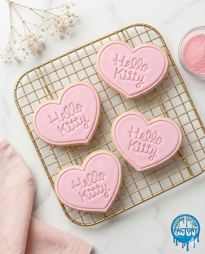 Hello Kitty Text Heart Cookie Cutter and Embosser Stamp | Cute Logo, Valentine's Day