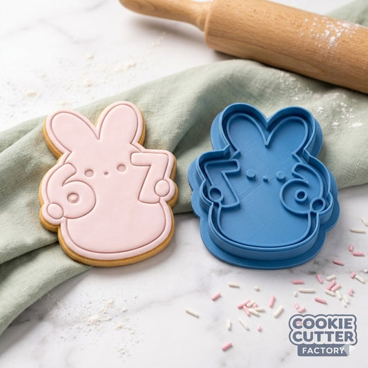 6 7 Bunny Peep TikTok Meme Cookie Cutter and Embosser Set – Funny Easter Collection