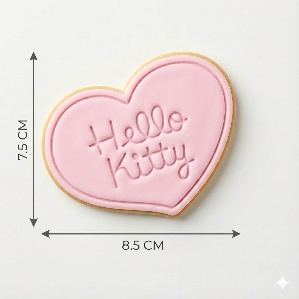 Hello Kitty Text Heart Cookie Cutter and Embosser Stamp | Cute Logo, Valentine's Day