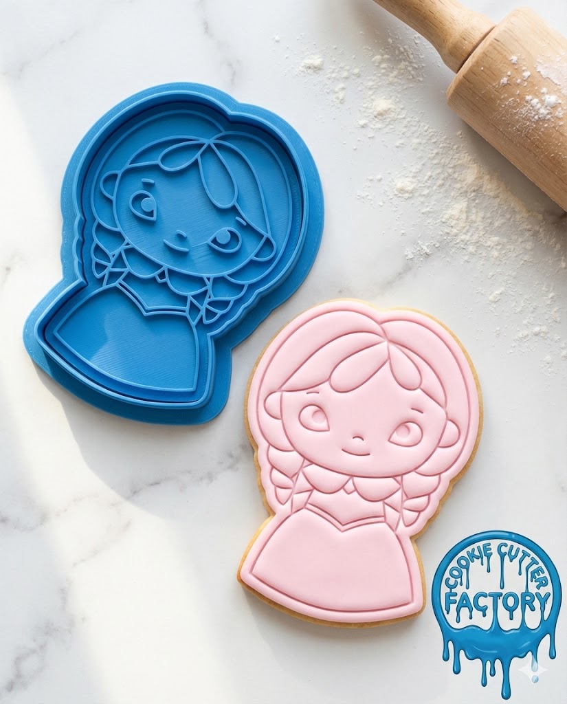 Princess Anna Inspired Cookie Cutter and Embosser | Frozen Themed Birthday Party Baking Tool
