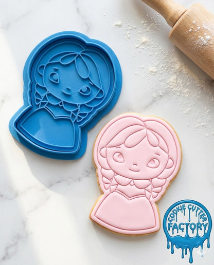 Princess Anna Inspired Cookie Cutter and Embosser | Frozen Themed Birthday Party Baking Tool