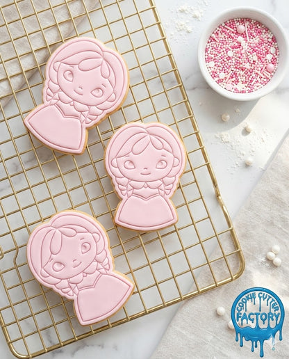 Princess Anna Inspired Cookie Cutter and Embosser | Frozen Themed Birthday Party Baking Tool