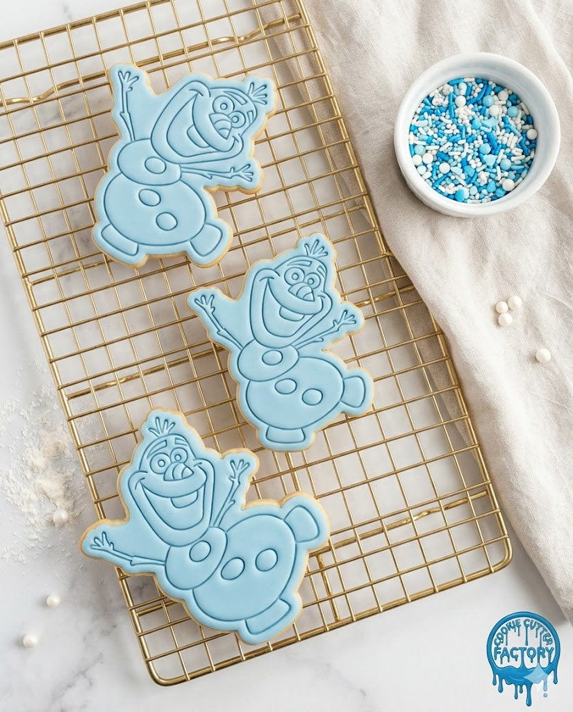 Olaf Snowman Cookie Cutter and Embosser | Frozen Inspired Birthday Party Baking Tool
