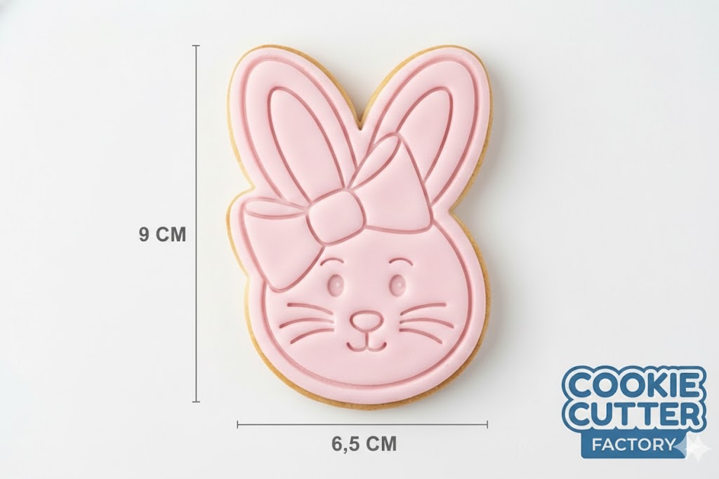 Bunny Face with Bow Cookie Cutter and Embosser Set – Easter Rabbit Baking Tool