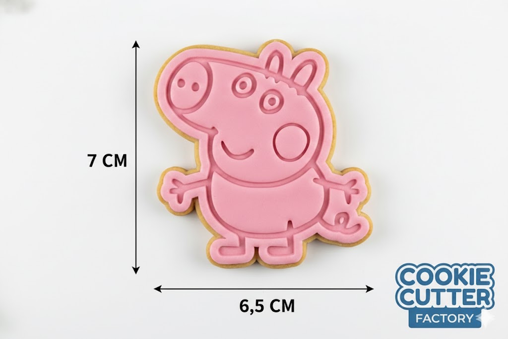 Friendly Pig Family Cookie Cutter and Embosser Set – 4 Piece Cartoon Animal Baking Tools