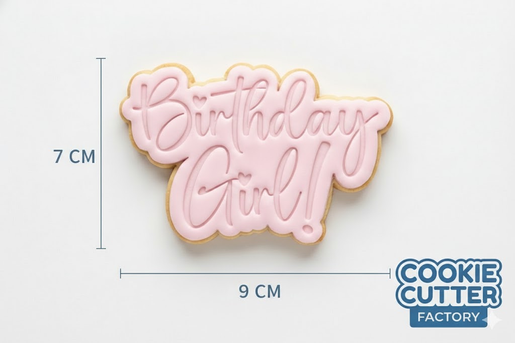 Birthday Girl Script Cookie Cutter and Embosser Set – Birthday Party Baking Tool