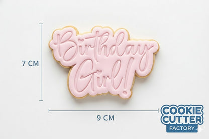 Birthday Girl Script Cookie Cutter and Embosser Set – Birthday Party Baking Tool