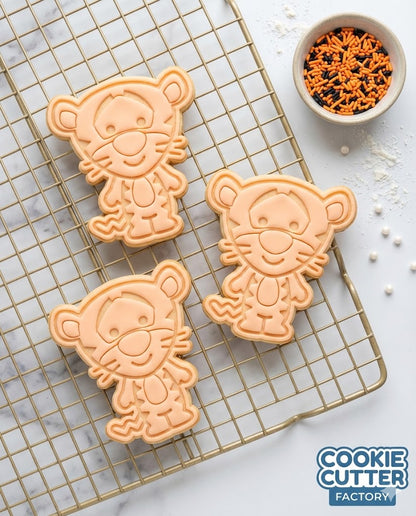 Tigger Style Tiger Character Cookie Cutter and Embosser Set – Classic Nursery Baking Tool