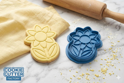Tall Sunflower Cookie Cutter and Embosser Stamp | Summer Garden, Floral Bloom, Nature Treat