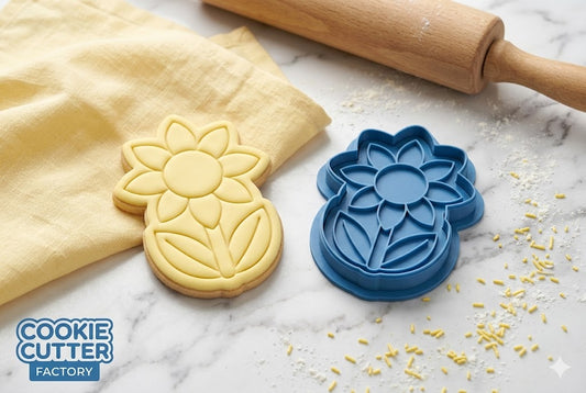 Tall Sunflower Cookie Cutter and Embosser Stamp | Summer Garden, Floral Bloom, Nature Treat