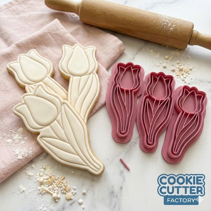 Tulip Flower Cookie Cutter and Embosser Set of 3 – Easter & Spring Collection