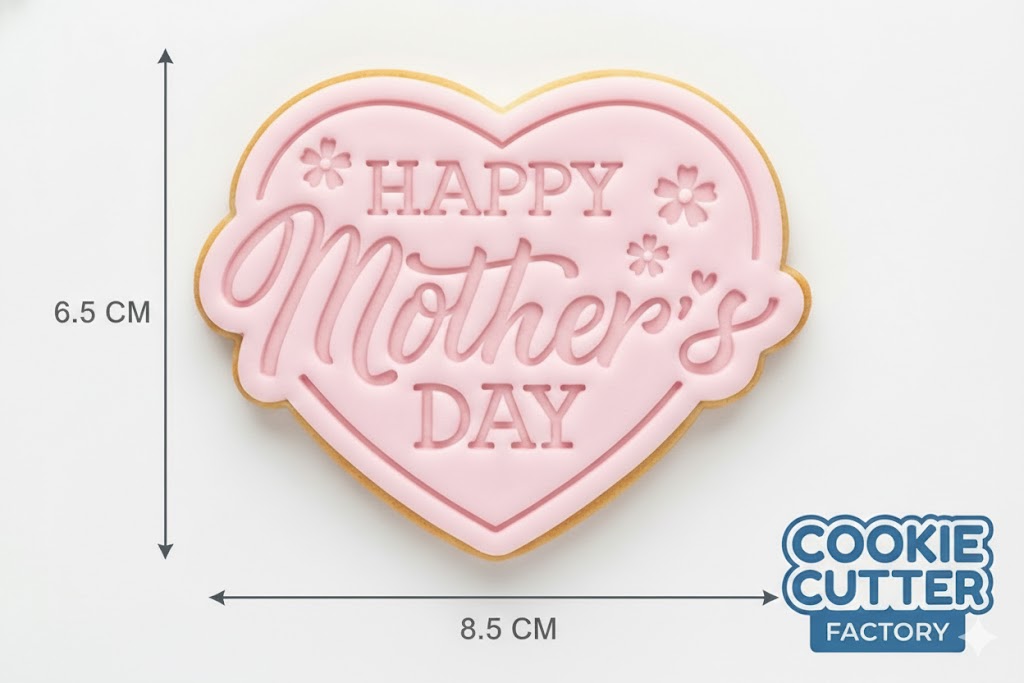Happy Mother's Day Floral Heart Cookie Cutter and Embosser Stamp Set