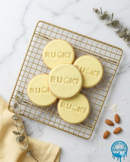 R U OK? Text Cookie Cutter and Embosser Stamp | Mental Health Awareness, Smiley Face Quote