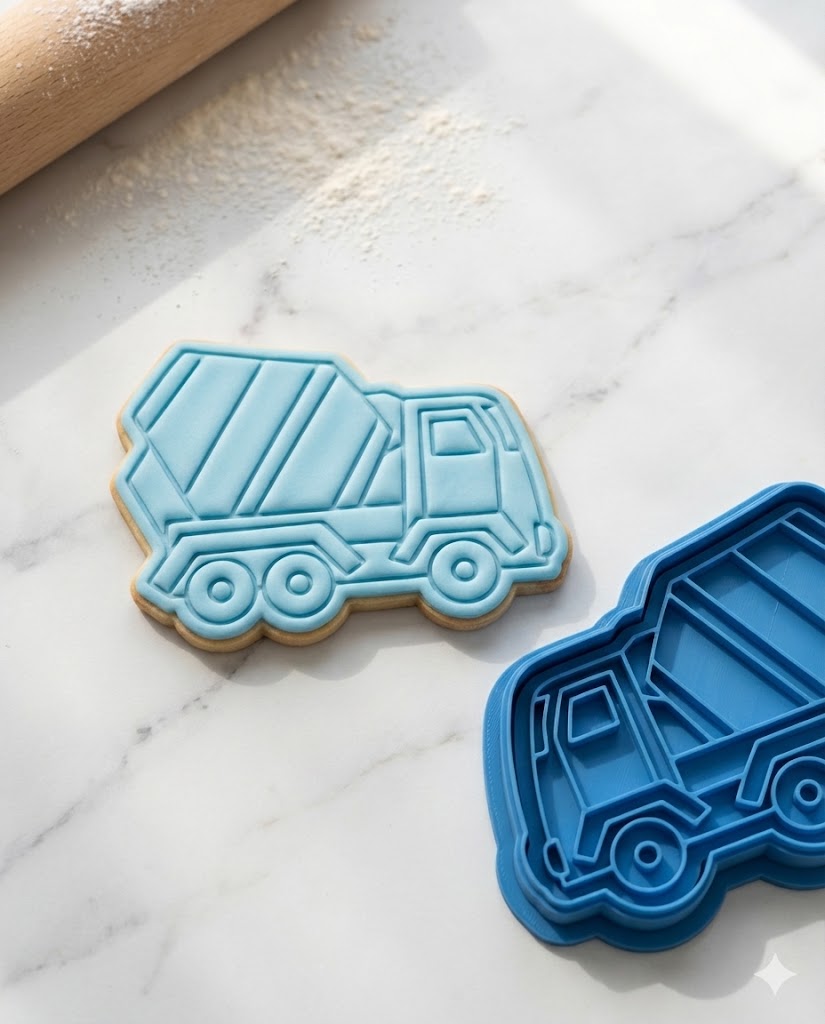 Concrete Mixer Truck Cookie Cutter and Embosser Stamp | Construction Vehicle, Builder Party