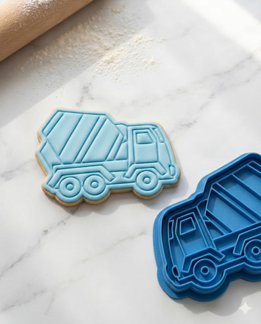 Concrete Mixer Truck Cookie Cutter and Embosser Stamp | Construction Vehicle, Builder Party