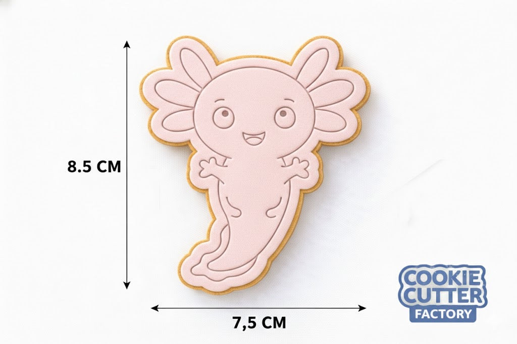 Cute Axolotl Character Cookie Cutter and Embosser Set – Under the Sea & Kawaii Baking Tool