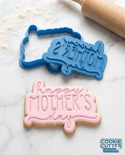 Happy Mother's Day Script Cookie Cutter and Embosser Stamp Set