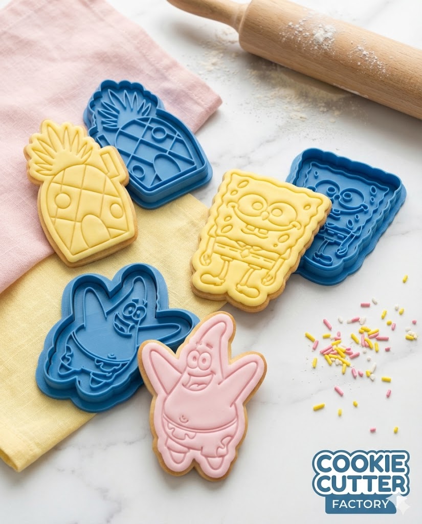 SpongeBob Style Character, Patrick and Pineapple House Cookie Cutter Set – Bikini Bottom Baking Tools