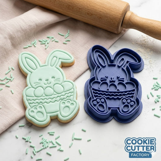 Easter Bunny in Basket Cookie Cutter and Embosser Set – Easter Collection