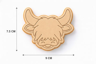 Highland Cow Cookie Cutter and Embosser Set – Scottish Heifer Farm Theme Baking Too