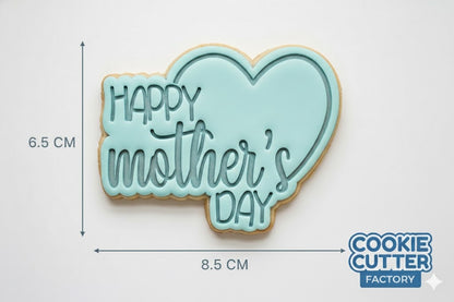 Happy Mother's Day Heart Cookie Cutter and Embosser Stamp Set