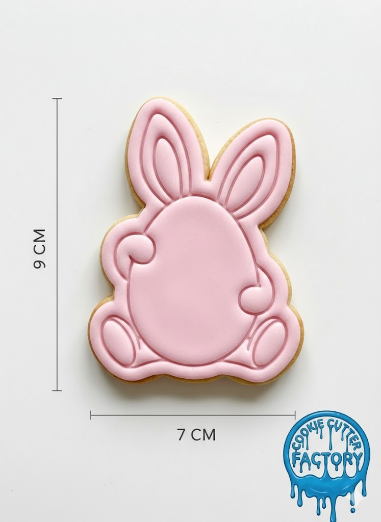 Bunny Holding Easter Egg Cookie Cutter and Embosser | Spring Holiday Baking Tool
