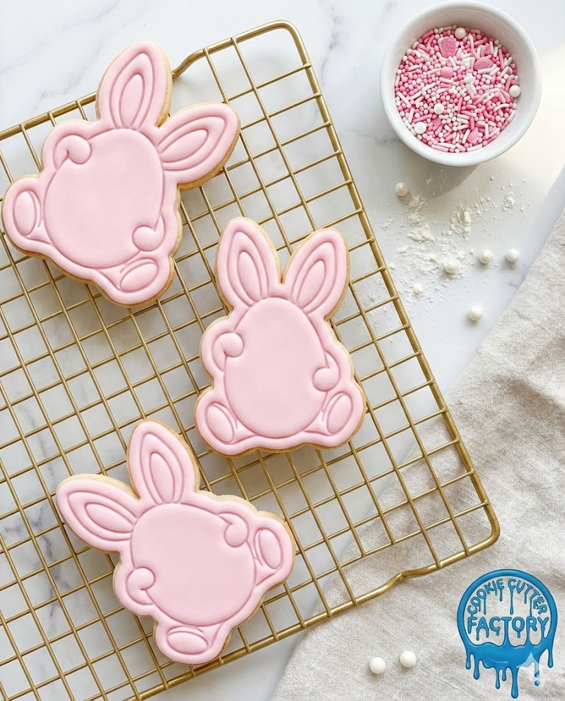 Bunny Holding Easter Egg Cookie Cutter and Embosser | Spring Holiday Baking Tool