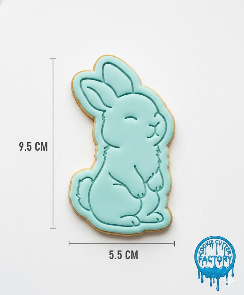 Cute Standing Bunny Cookie Cutter and Embosser | Easter & Spring Animal Baking Tool