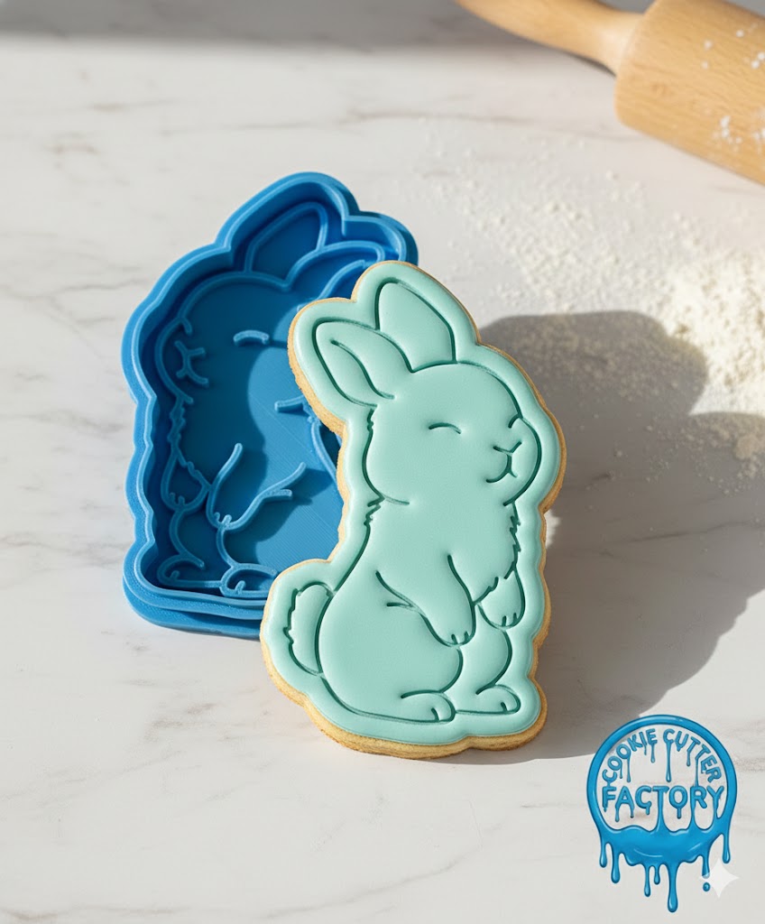 Cute Standing Bunny Cookie Cutter and Embosser | Easter & Spring Animal Baking Tool