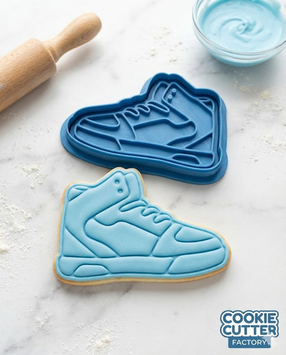 Basketball High-Top Sneaker Cookie Cutter and Embosser Stamp - Sports Shoe Baking Set