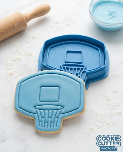 Basketball Backboard and Hoop Cookie Cutter with Embosser Stamp - Sports Theme Baking