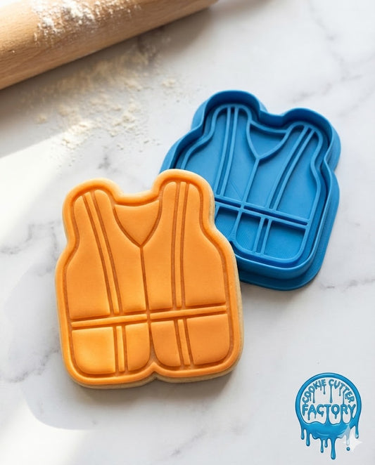 Construction Safety Vest Cookie Cutter and Embosser Stamp | Builder Uniform, Work Site Gear