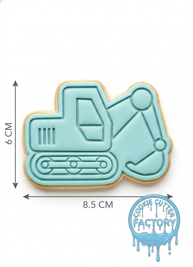 Construction Site Cookie Cutter and Embosser Set – 6 Piece Digger and Truck Birthday Baking Tools