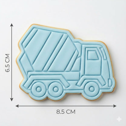 Construction Site Cookie Cutter and Embosser Set – 6 Piece Digger and Truck Birthday Baking Tools