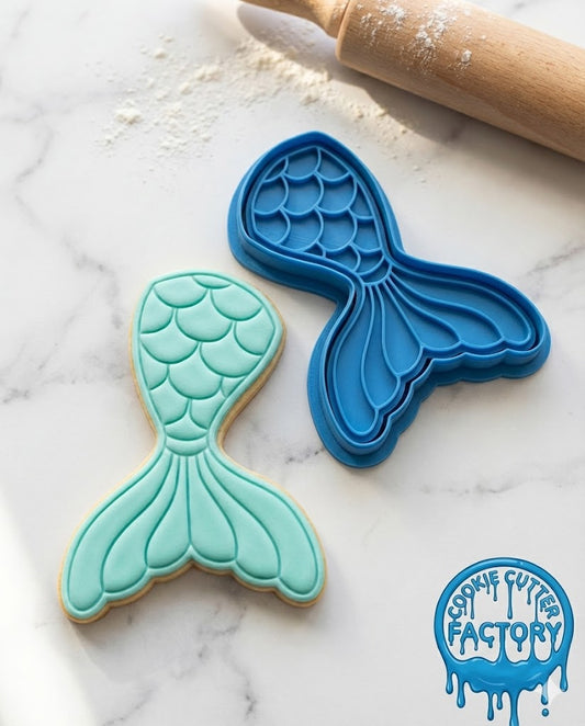 Mermaid Tail Cookie Cutter and Embosser Stamp | Under the Sea Theme, Ocean Fantasy