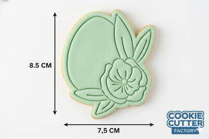 Elegant Floral Easter Egg Cookie Cutter and Embosser Set