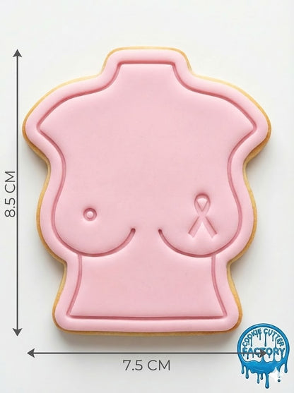 Breast Cancer Awareness Torso Cookie Cutter and Embosser Stamp | Pink Ribbon, Survivor Support