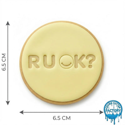 R U OK? Text Cookie Cutter and Embosser Stamp | Mental Health Awareness, Smiley Face Quote