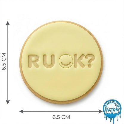 R U OK? Text Cookie Cutter and Embosser Stamp | Mental Health Awareness, Smiley Face Quote