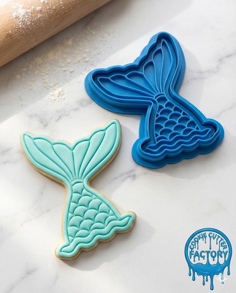 Mermaid Tail Cookie Cutter and Embosser Stamp | Under the Sea Theme, Ocean Party