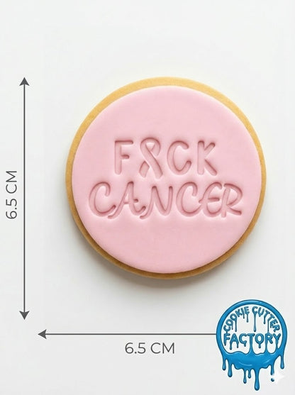 F*ck Cancer Text Cookie Cutter and Embosser Stamp | Awareness Ribbon, Support Quote
