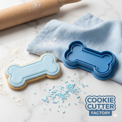 Dog Bone Cookie Cutter and Embosser Set – Puppy Birthday and Pet Party Baking Tool
